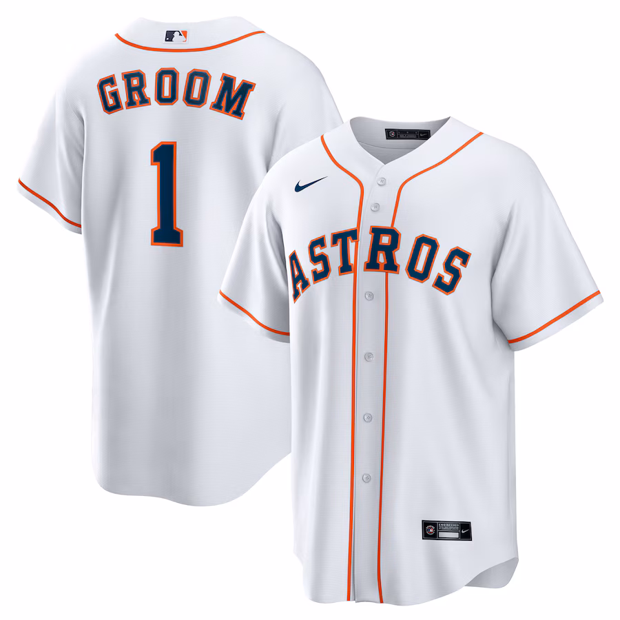Men's Houston Astros Nike White #1 Groom Home Replica Jersey - SUjersey01
