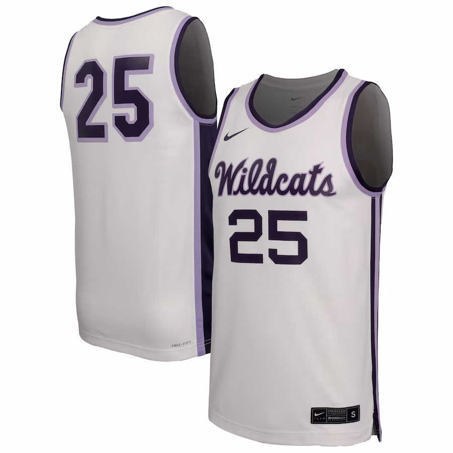 Men's Nike  White Kansas State Wildcats #25 Retro Replica Basketball Jersey - SUjersey01