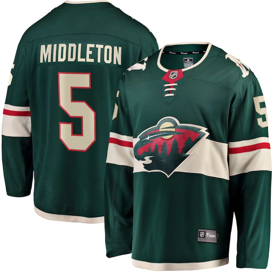 Men's Minnesota Wild Jake Middleton Fanatics Green Home Breakaway Player Jersey - SUjersey01