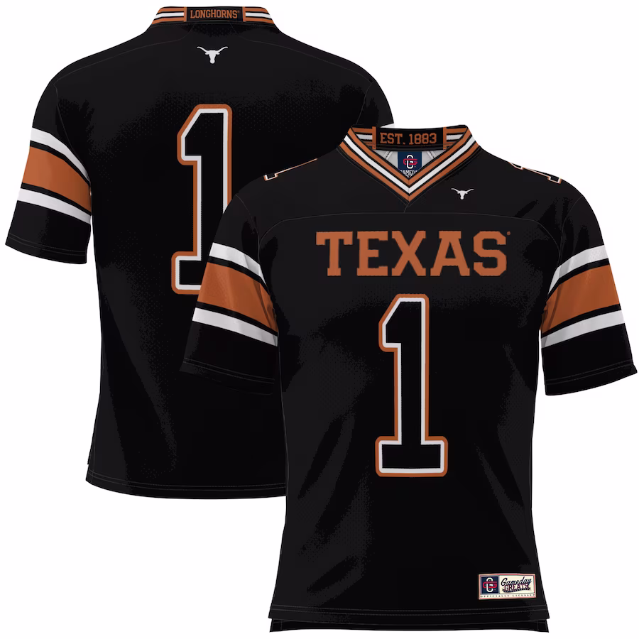 #1 Texas Longhorns GameDay Greats Youth Football Jersey - Black - SUjersey01