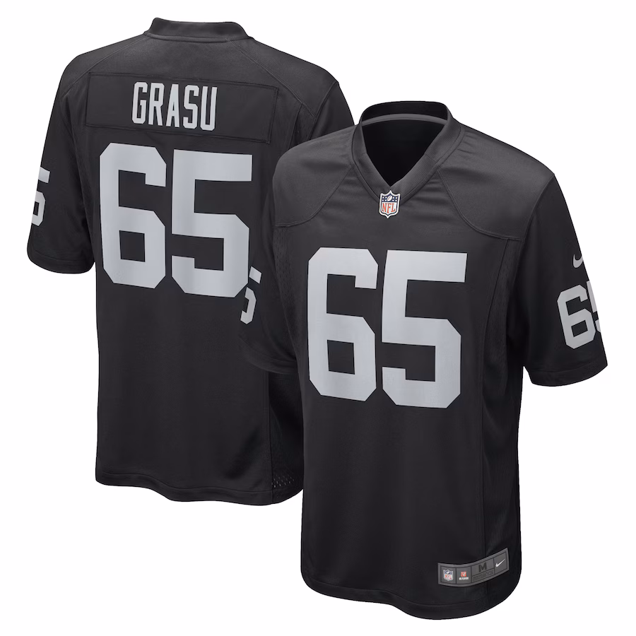 Men's Las Vegas Raiders Hroniss Grasu Nike Black Game Player Jersey - SUjersey01