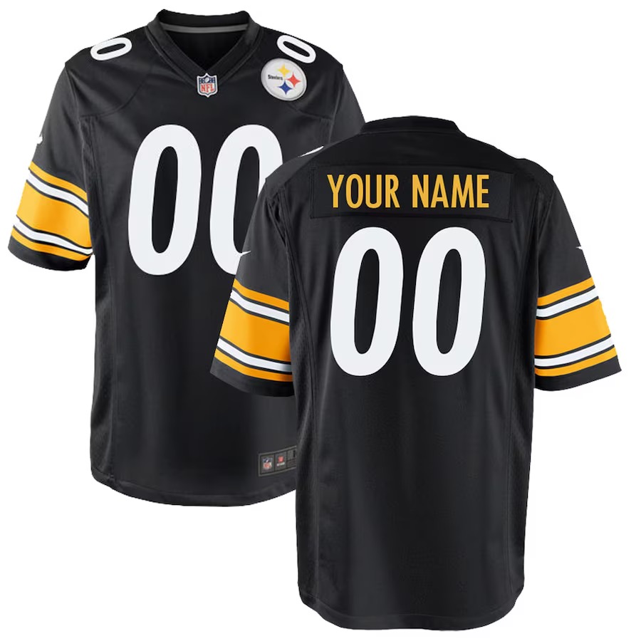 Youth Pittsburgh Steelers Nike Black Custom Game Jersey - SUjersey01