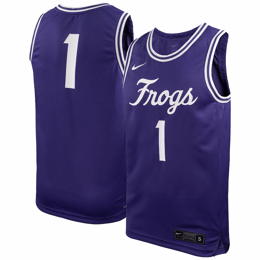 Men's Nike #1 Purple TCU Horned Frogs Team Replica Basketball Jersey - SUjersey01