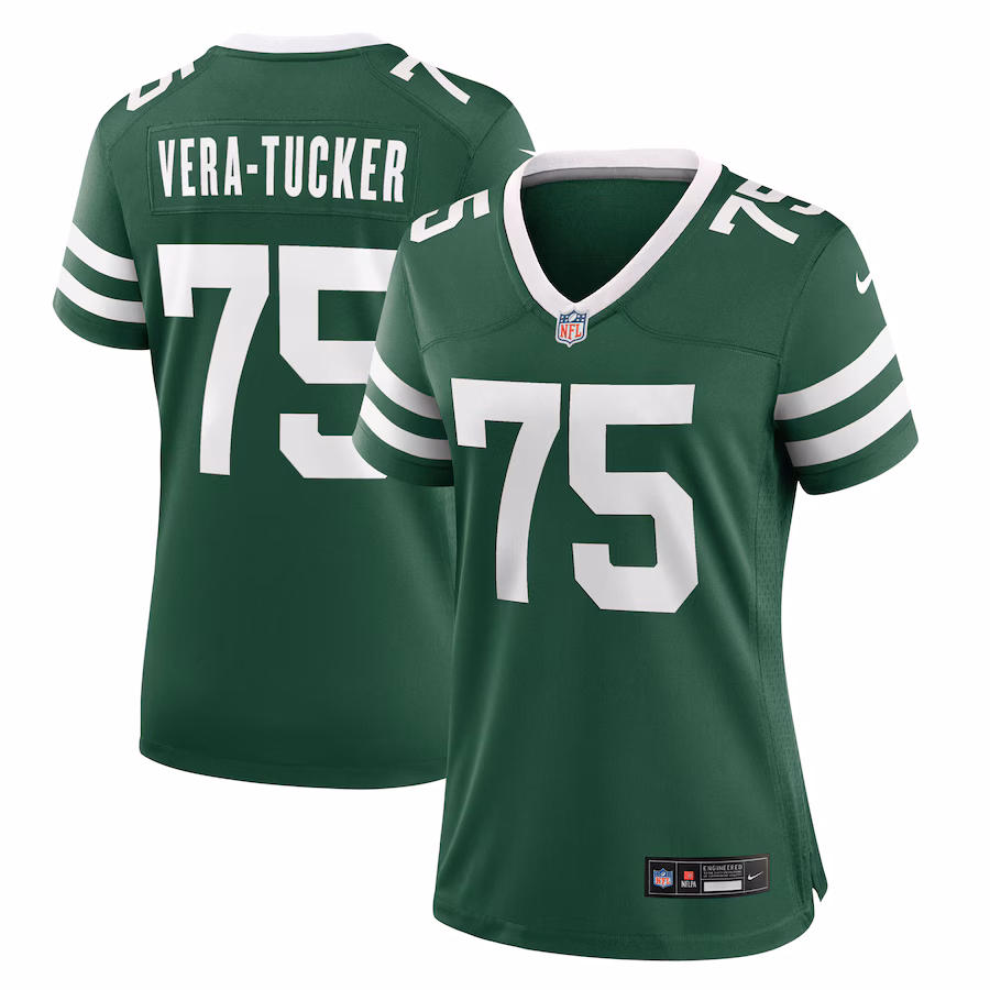 Women's New York Jets Alijah Vera-Tucker Nike Legacy Green Team Game Jersey - SUjersey01