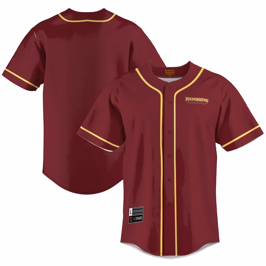 Loyola Chicago Ramblers GameDay Greats  Lightweight Baseball Jersey - Maroon - SUjersey01