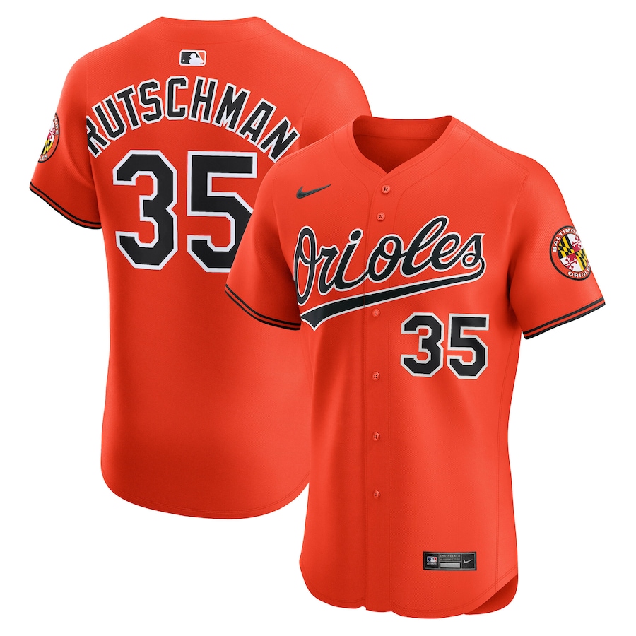 Men's Baltimore Orioles Adley Rutschman Nike Orange Alternate 2 Elite Jersey - SUjersey01