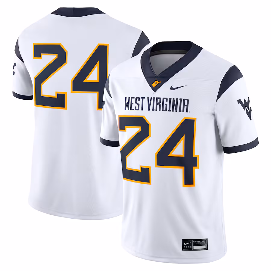 #1 West Virginia Mountaineers Nike Game Jersey - White - SUjersey01