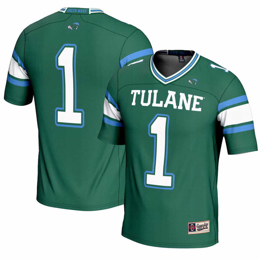 Youth GameDay Greats #1 Green Tulane Green Wave Football Jersey - SUjersey01