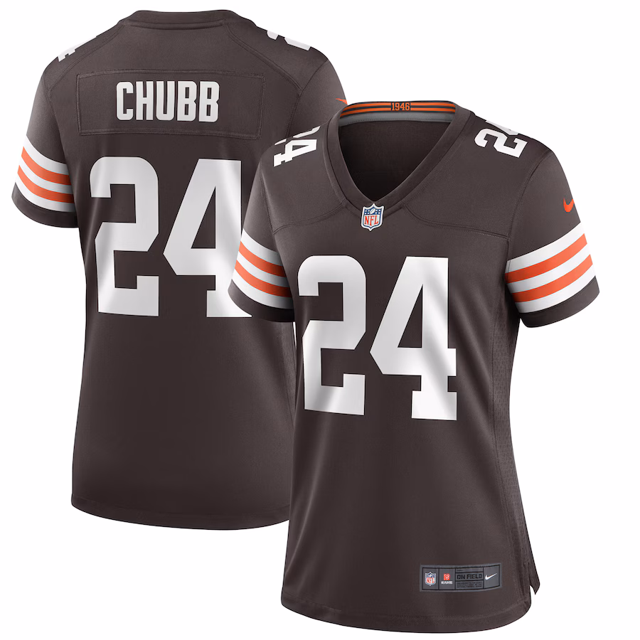 Women's Cleveland Browns Nick Chubb Nike Brown Game Jersey - SUjersey01