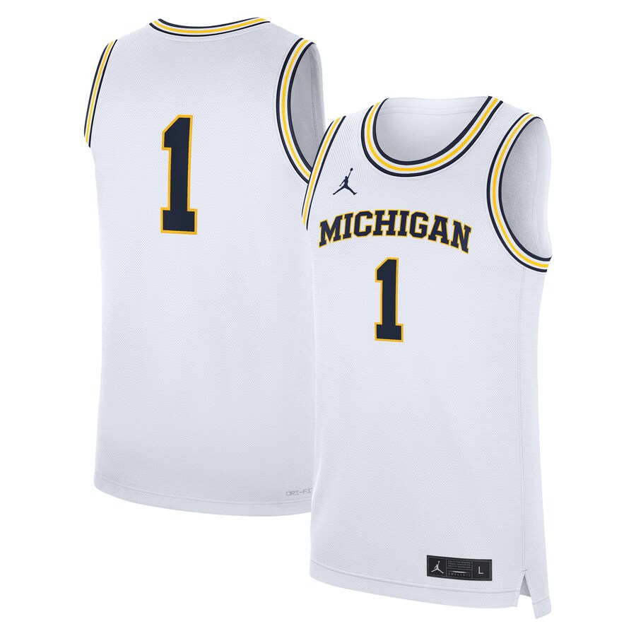 Men's Jordan Brand White Michigan Wolverines Home Replica Basketball Jersey - SUjersey01