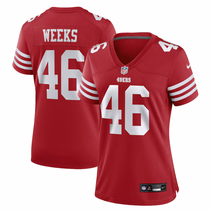 Women's San Francisco 49ers Jon Weeks Nike Scarlet Team Game Jersey - SUjersey01