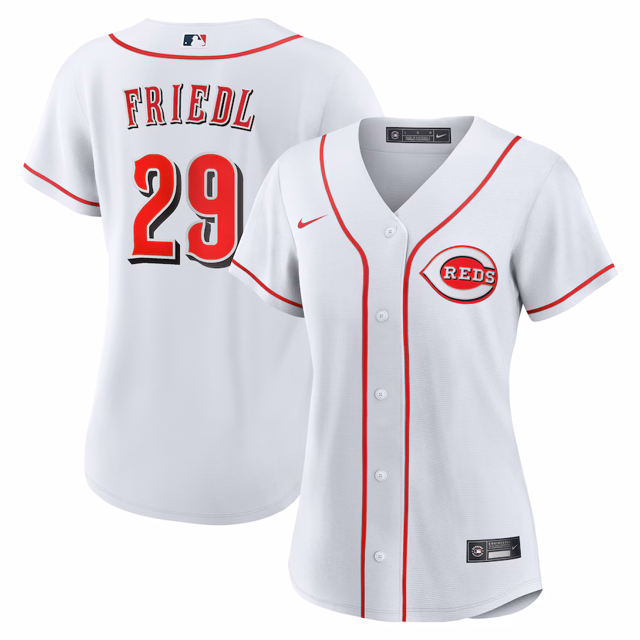 Women's Cincinnati Reds TJ Friedl Nike White Home Replica Jersey - SUjersey01
