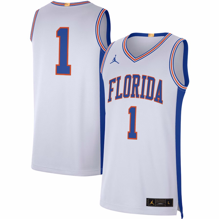 #1 Florida Gators Jordan Brand Retro Limited Jersey - White - SUjersey01
