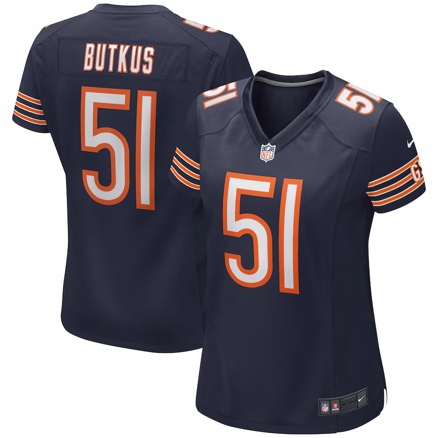 Women's Chicago Bears Dick Butkus Nike Navy Game Retired Player Jersey - SUjersey01