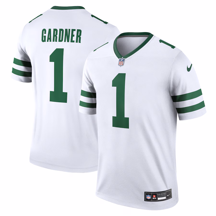 Men's New York Jets Ahmad Sauce Gardner Nike Legacy White Legend Player Performance Top - SUjersey01