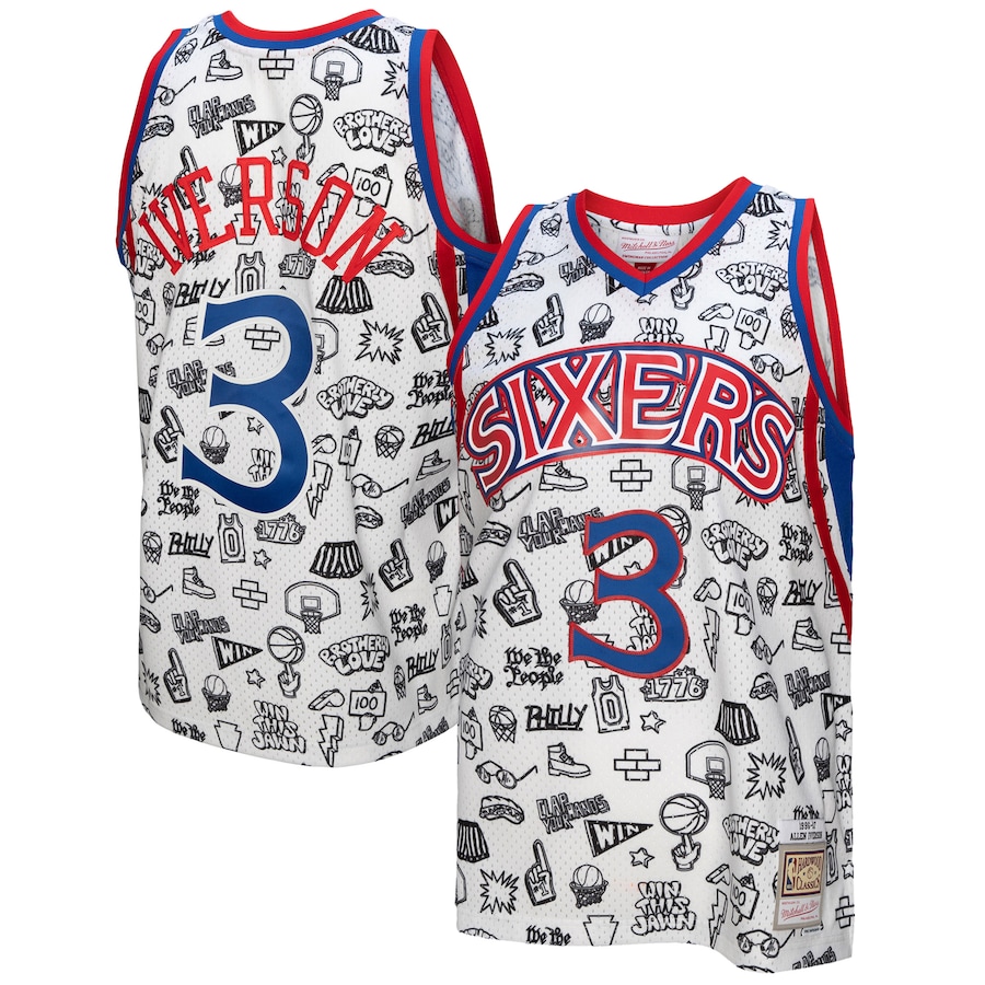 Men's Philadelphia 76ers Allen Iverson Mitchell & Ness White 1996/97 Swingman Jersey - SUjersey01