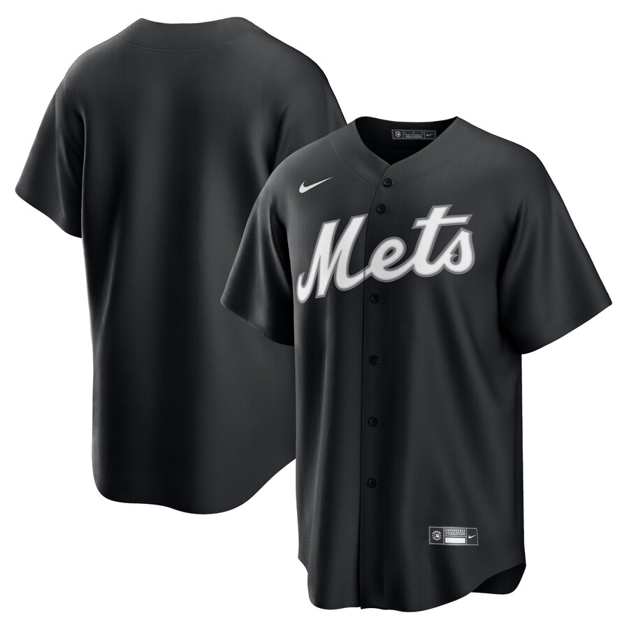Men's New York Mets Nike Black/White Official Replica Jersey - SUjersey01