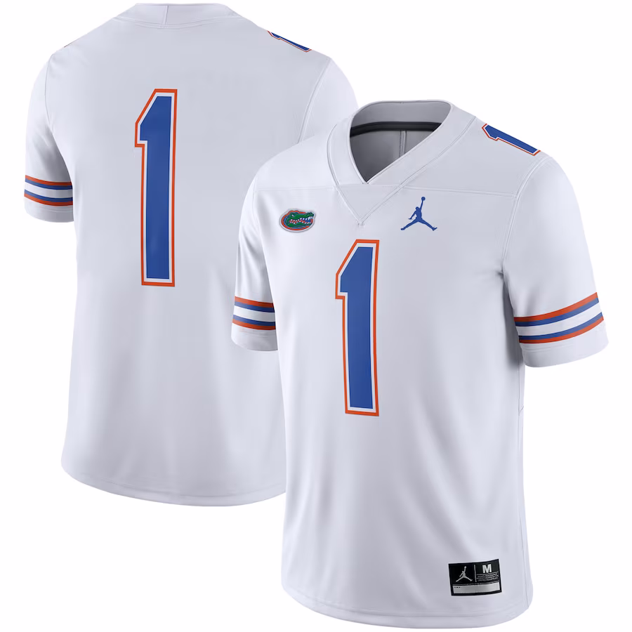 #1 Florida Gators Jordan Brand Game Jersey - White - SUjersey01