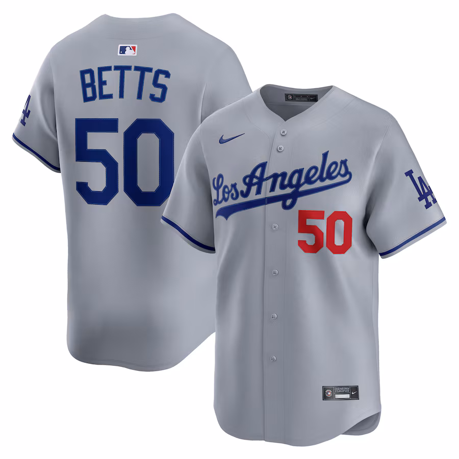 Men's Los Angeles Dodgers Mookie Betts Nike Gray Road Limited Player Jersey - SUjersey01