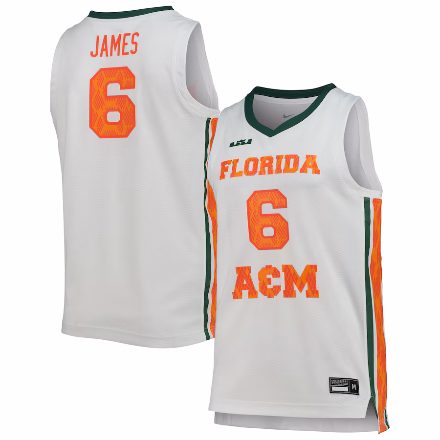 Men's Nike x LeBron James White Florida A&M Rattlers Replica Basketball Jersey - SUjersey01