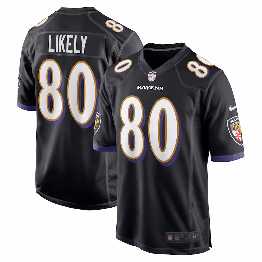 Men's Baltimore Ravens Isaiah Likely Nike Black Alternate Game Jersey - SUjersey01