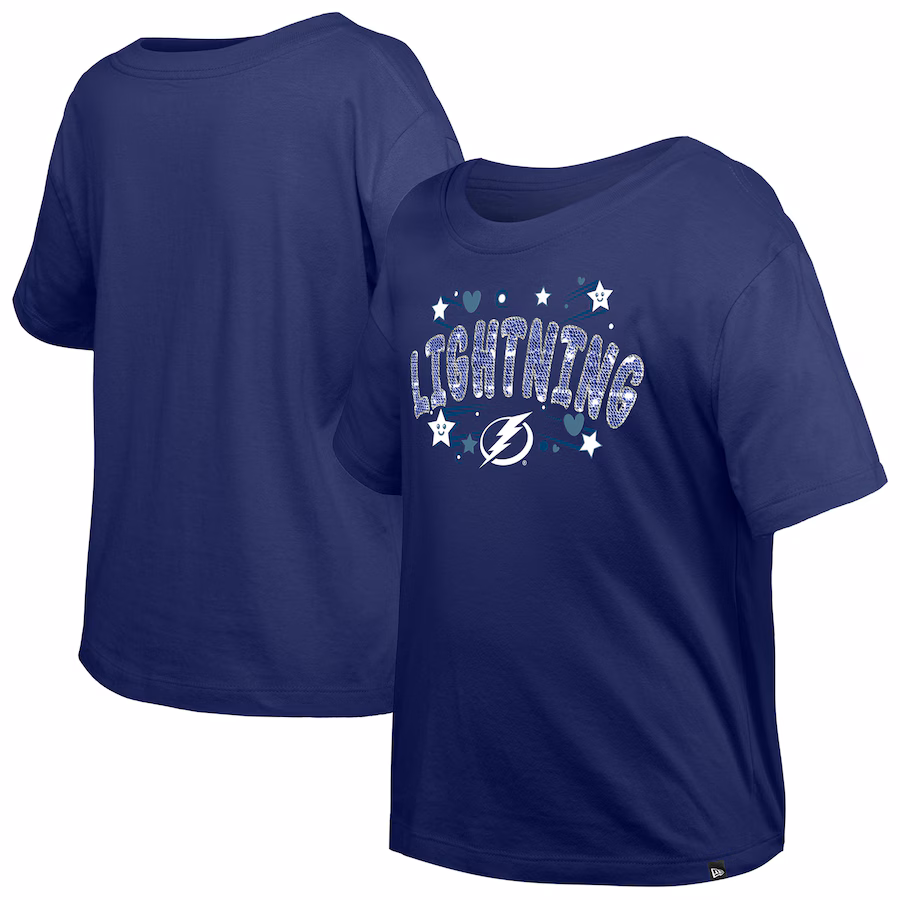 Girl's Youth Tampa Bay Lightning New Era Blue Flip Sequin T-Shirt - SUjersey01