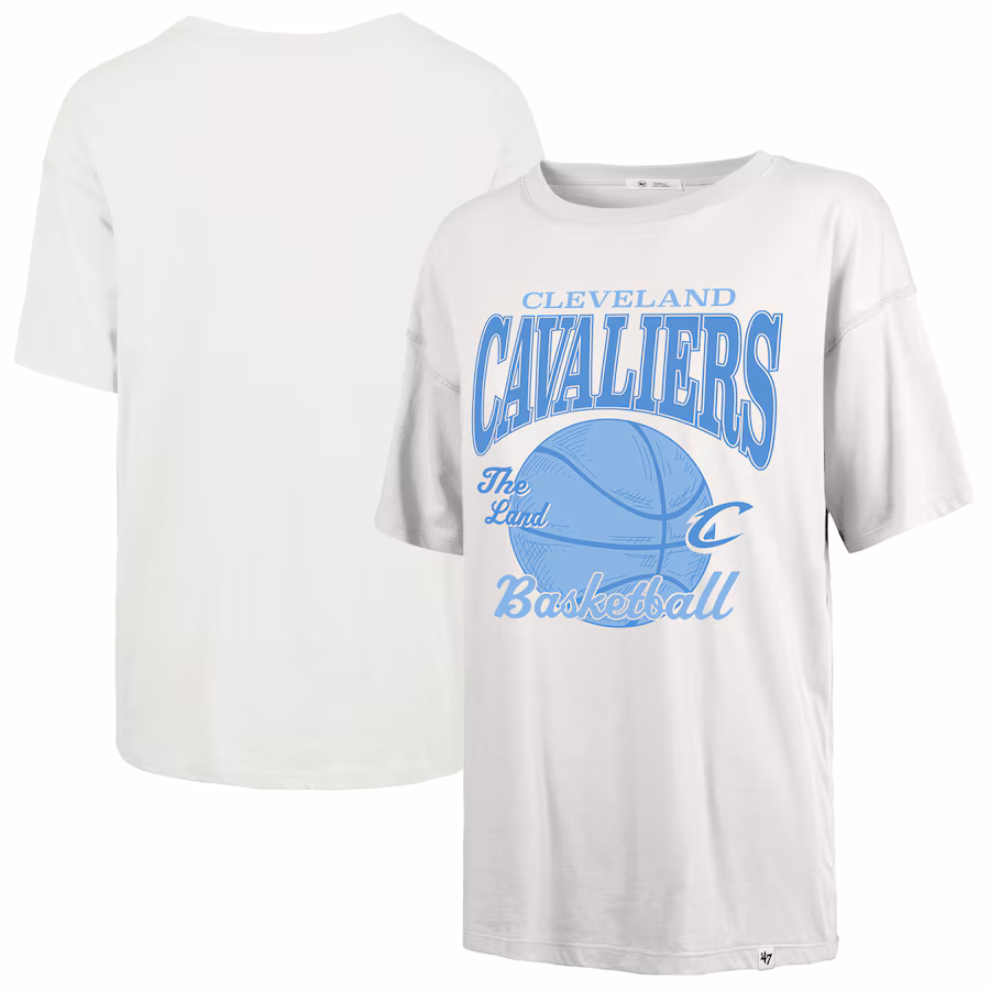Women's Cleveland Cavaliers  '47 White City Edition Down Court Sadie T-Shirt - SUjersey01
