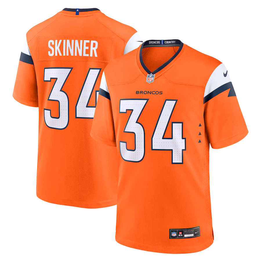 Men's Denver Broncos JL Skinner Nike Orange Team Game Jersey - SUjersey01