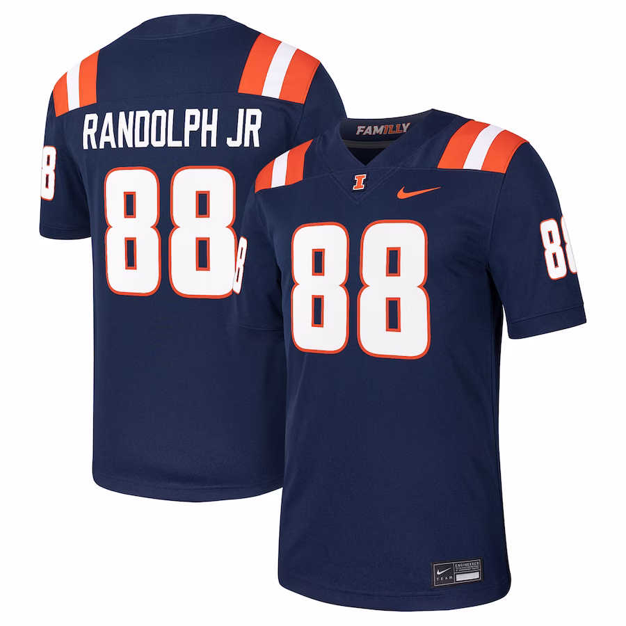 Keith Randolph Jr Illinois Fighting Illini Nike NIL Football Player Jersey - Navy - SUjersey01