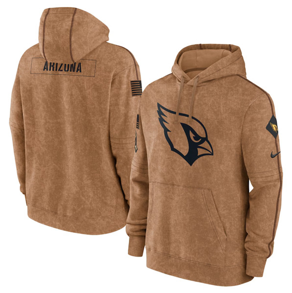 Men's Arizona Cardinals 2023 Brown Salute to Service Pullover Hoodie - SUjersey01
