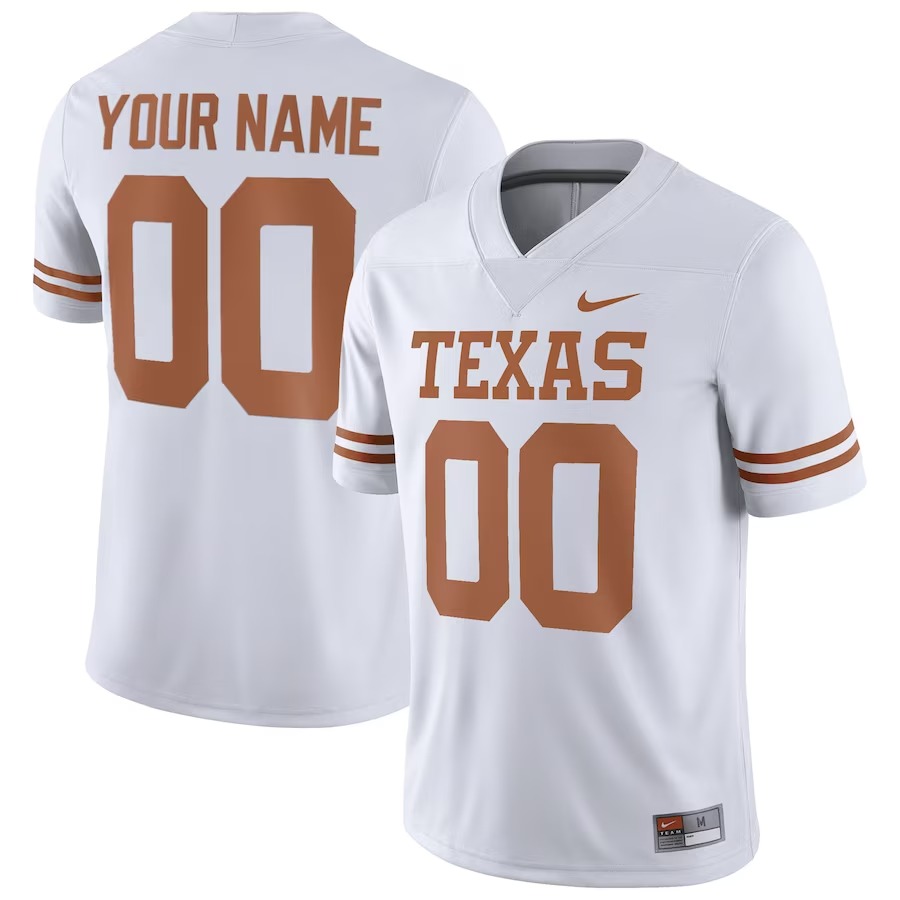 Texas Longhorns Nike Football Custom Game Jersey - White - SUjersey01