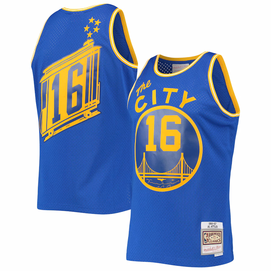 Men's San Francisco Warriors Al Attles Mitchell & Ness Royal 1966/1967 Hardwood Classics Swingman Jersey - SUjersey01