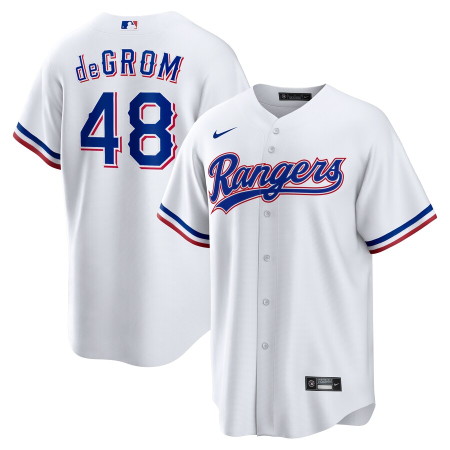 Men's Texas Rangers Jacob deGrom Nike White Home Replica Player Jersey - SUjersey01