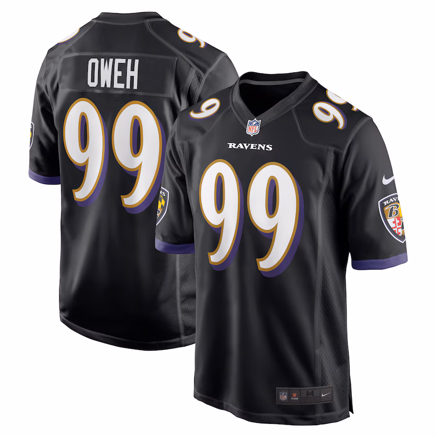 Men's Baltimore Ravens Odafe Oweh Nike Black Game Jersey - SUjersey01