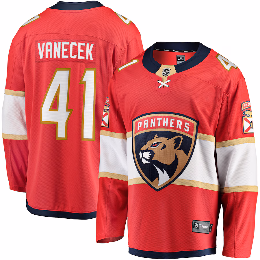 Men's Florida Panthers Vitek Vanecek Fanatics Red Home Breakaway Jersey - SUjersey01