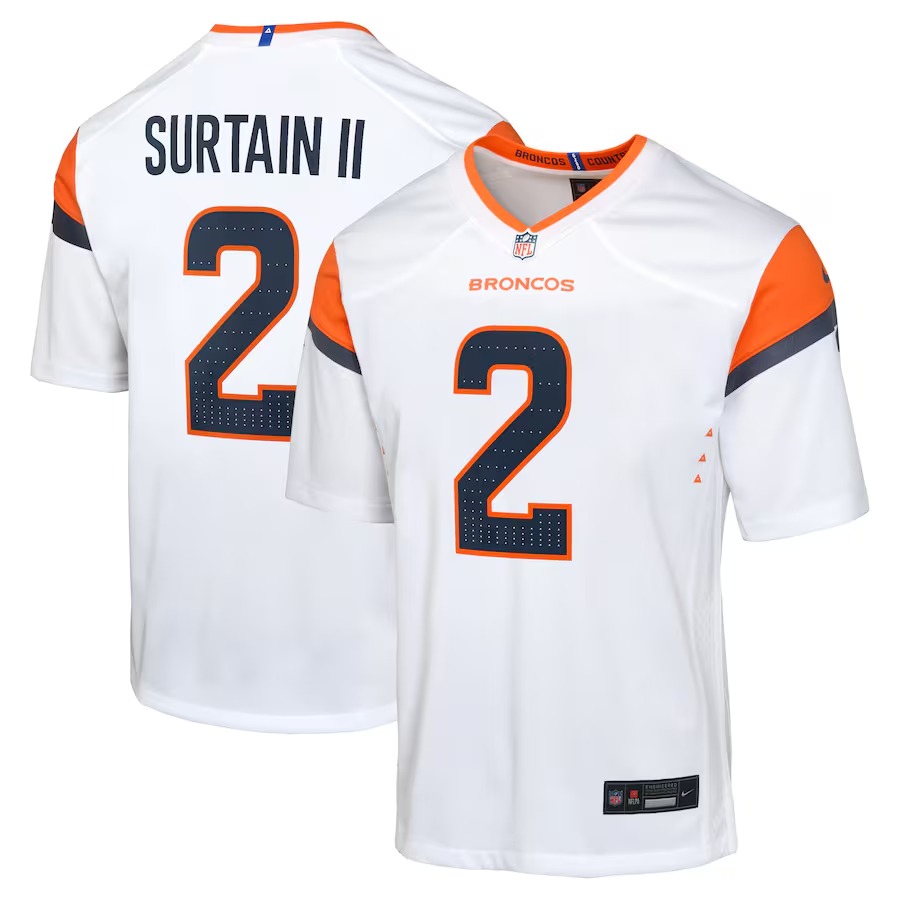 Youth Denver Broncos Patrick Surtain II Nike White Mile High Collection Game Jersey - SUjersey01