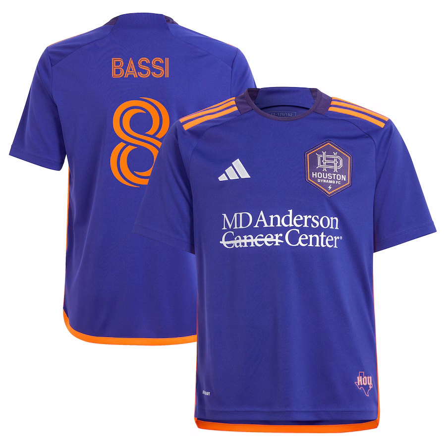 Youth Houston Dynamo FC Amine Bassi adidas Purple 2024 Still Holdin' Replica Player Jersey - SUjersey01