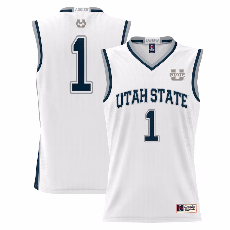 #1 Utah State Aggies GameDay Greats Youth Lightweight Basketball Jersey - White - SUjersey01