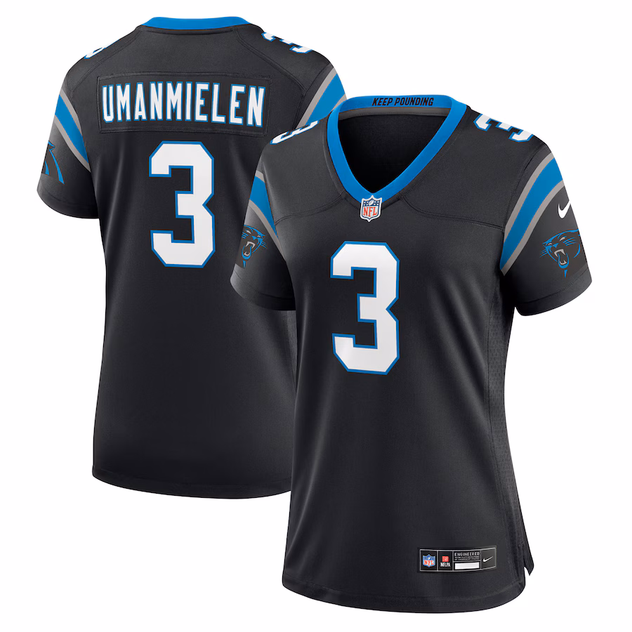 Women's Carolina Panthers Princely Umanmielen Nike Black Team Game Jersey - SUjersey01