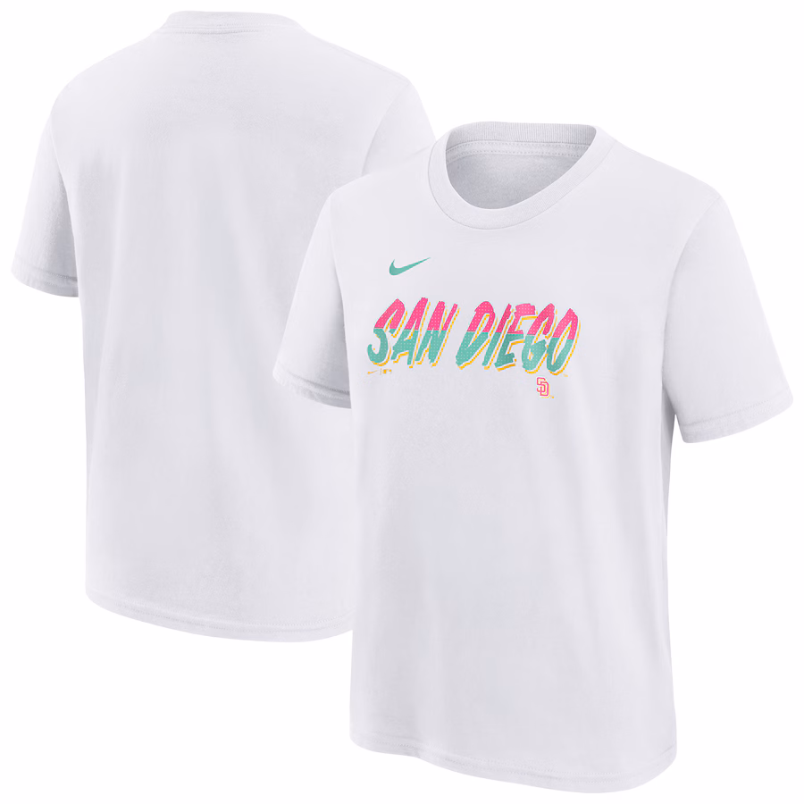 Youth San Diego Padres Nike White City Connect Wordmark T-Shirt - SUjersey01