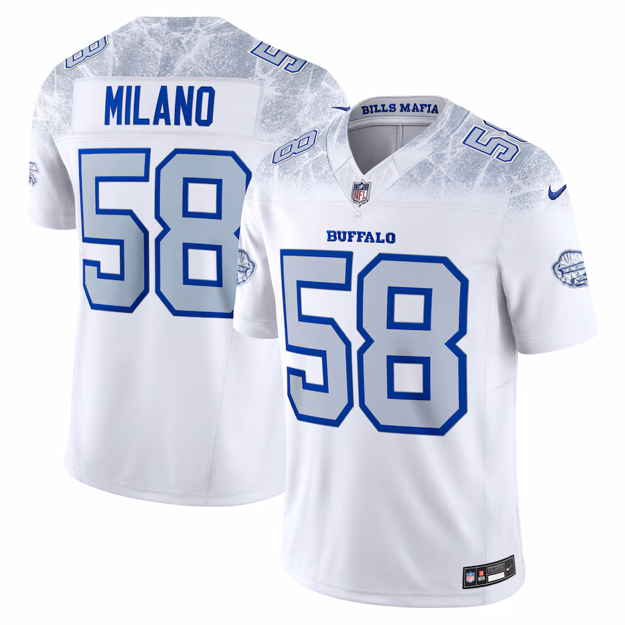 Men's Buffalo Bills Matt Milano Nike White 2025 Rivalries Collection Limited Jersey - SUjersey01
