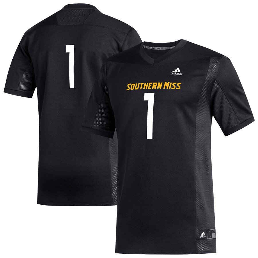 Men's adidas #1 Black Southern Miss Golden Eagles Replica Football Jersey - SUjersey01