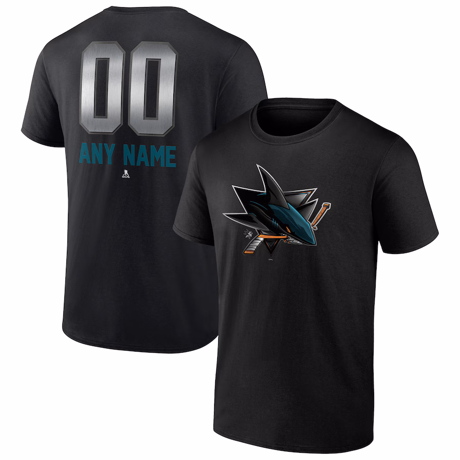 Men's San Jose Sharks Black Personalized Midnight Mascot Logo T-Shirt - SUjersey01