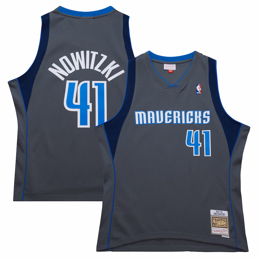 Men's Dallas Mavericks Dirk Nowitzki Mitchell & Ness Gray 2003/04 Hardwood Classics Swingman Jersey - SUjersey01
