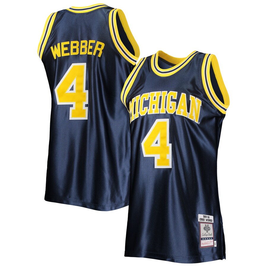 Men's Mitchell & Ness Chris Webber Navy Michigan Wolverines 1991/92 Authentic Throwback College Jersey - SUjersey01