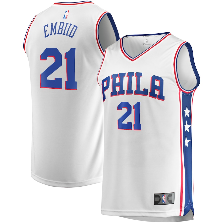 Men's Philadelphia 76ers Joel Embiid Fanatics White Replica Jersey - Association Edition - SUjersey01