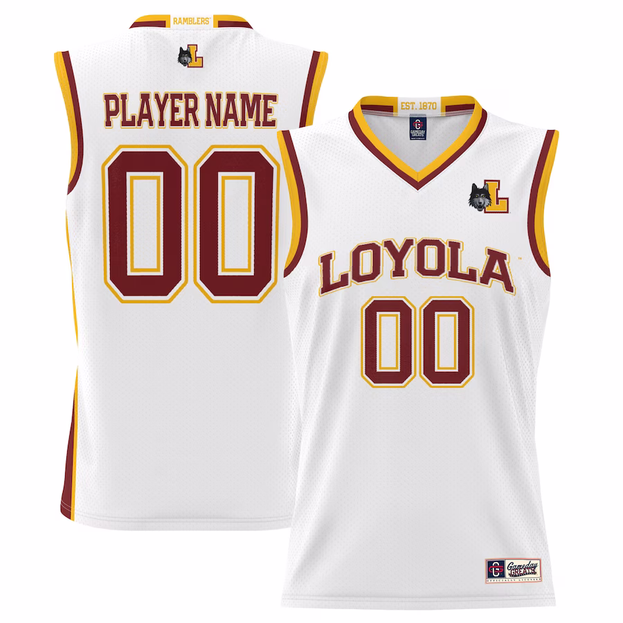 Loyola Chicago Ramblers GameDay Greats Men's NIL Pick-A-Player Lightweight Basketball Jersey - White - SUjersey01