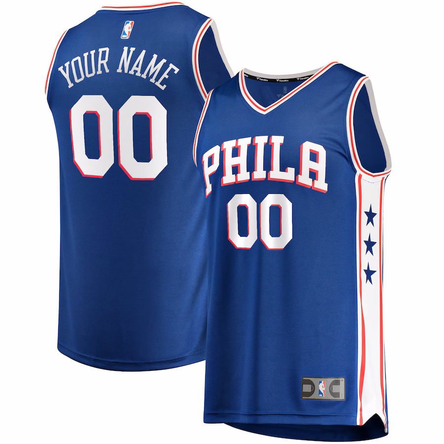 Youth Philadelphia 76ers Fanatics Royal Fast Break Custom Replica Jersey - Icon Edition - SUjersey01