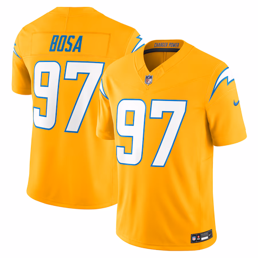 Men's Los Angeles Chargers Joey Bosa Nike Gold Alternate Charger Power Vapor F.U.S.E. Limited Jersey - SUjersey01