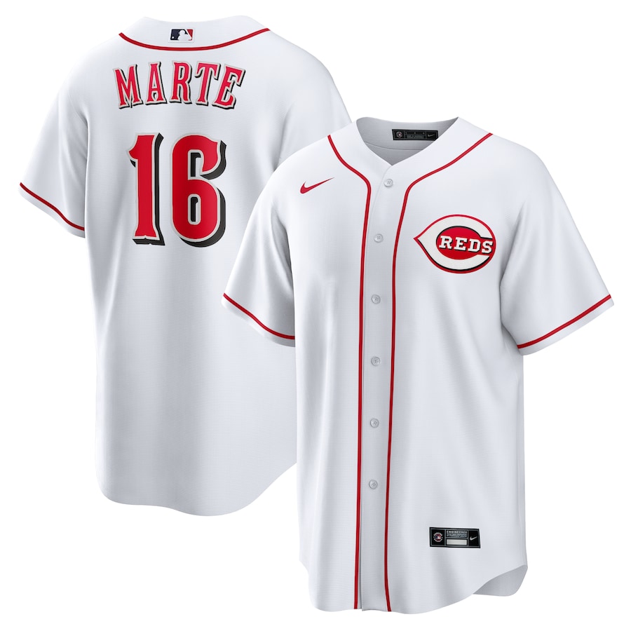 Men's Cincinnati Reds Noelvi Marte Nike White Home Replica Jersey - SUjersey01